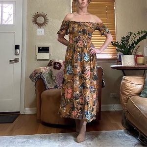 UO - floral off the shoulder midi dress